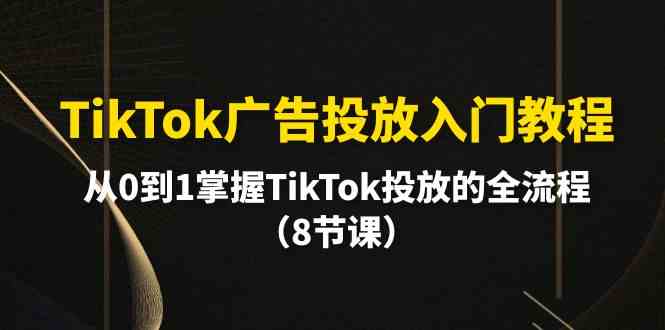 TikTok广告投放入门教程，从0到1掌握TikTok投放的全流程（8节课）-副业网