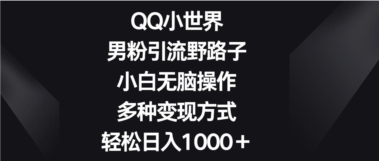 图片[1]-QQ小世界男粉引流野路子，小白无脑操作，多种变现方式轻松日入1000＋-副业网