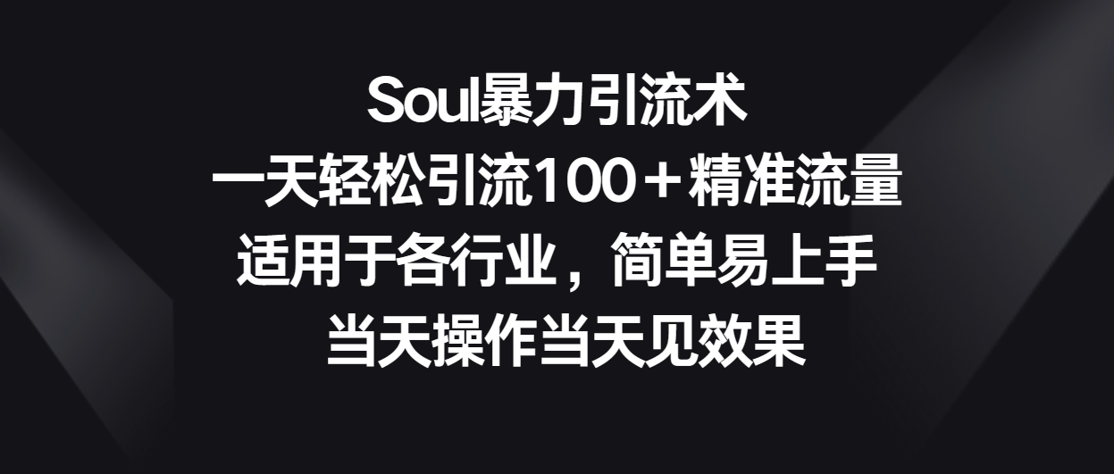 图片[1]-Soul暴力引流术，一天轻松引流100＋精准流量，适用于各行业，简单易上手！-副业网
