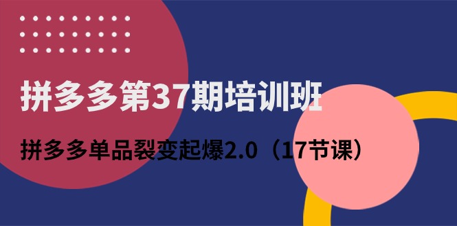 拼多多第37期培训班：拼多多单品裂变起爆2.0（17节课）-副业网