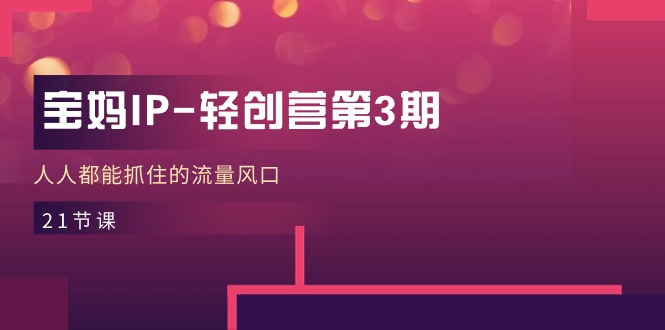 宝妈IP轻创营第3期，人人都能抓住的流量风口（21节课）-副业网