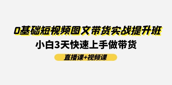 0基础短视频图文带货实战提升班，小白3天快速上手做带货(直播课+视频课)-副业网