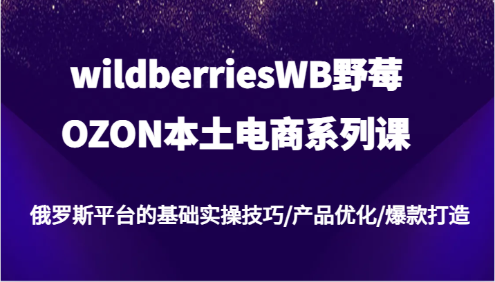 wildberriesWB野莓/OZON本土电商系列课，俄罗斯平台的基础实操技巧/产品优化/爆款打造-副业网