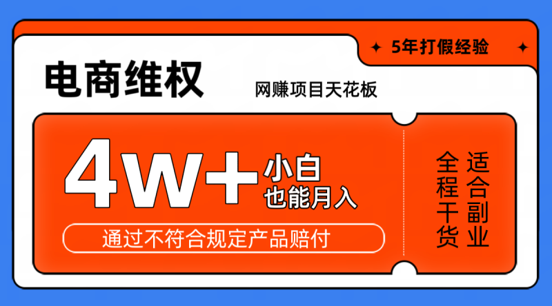 网赚项目天花板电商购物维权月收入稳定4w+独家玩法小白也能上手-副业网