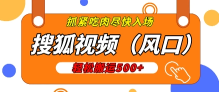 搜狐视频，新风口，1天200-500收益，抓紧吃肉!-副业城