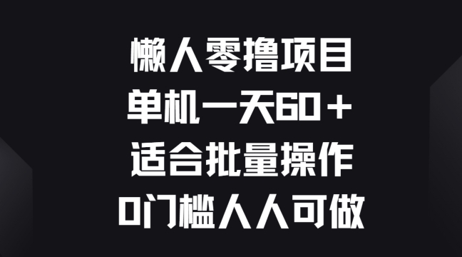 懒人零撸项目，单机一天60+适合批量操作，0门槛人人可做-副业网