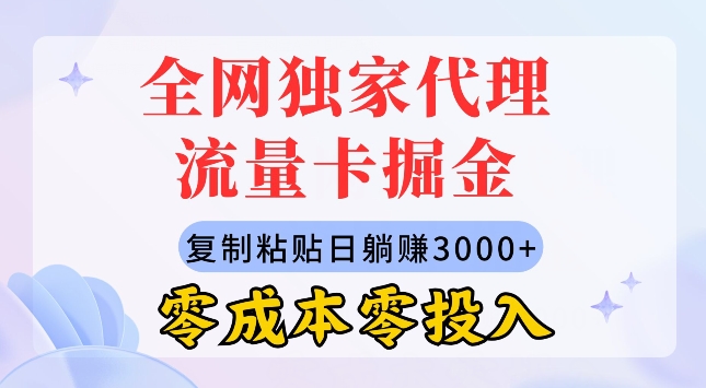 全网独家代理流量卡掘金，复制粘贴，零成本零投入，新手小白有手就行-副业网