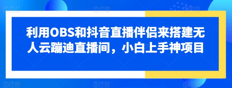 利用OBS和抖音直播伴侣来搭建无人云蹦迪直播间，小白上手神项目-副业网