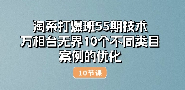 淘系打爆班55期技术：万相台无界10个不同类目案例的优化(10节)-副业网