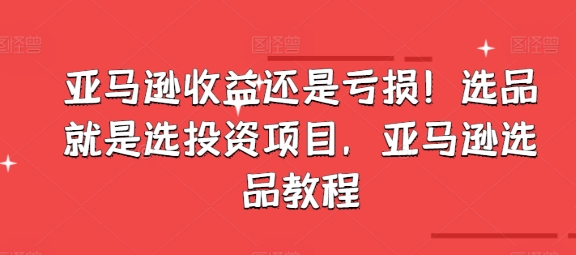 亚马逊收益还是亏损！选品就是选投资项目，亚马逊选品教程-副业网