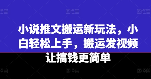 小说推文搬运新玩法，小白轻松上手，搬运发视频让搞钱更简单-副业网