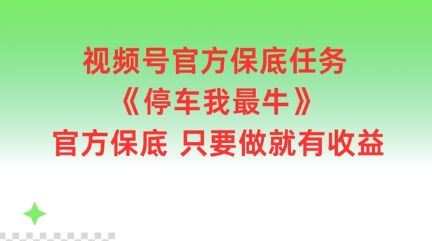 视频号官方保底任务，停车我最牛，官方保底只要做就有收益【揭秘】-副业网
