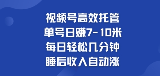 视频号高效托管，单号日赚7-10米，每日轻松几分钟，睡后收入自动涨-副业网