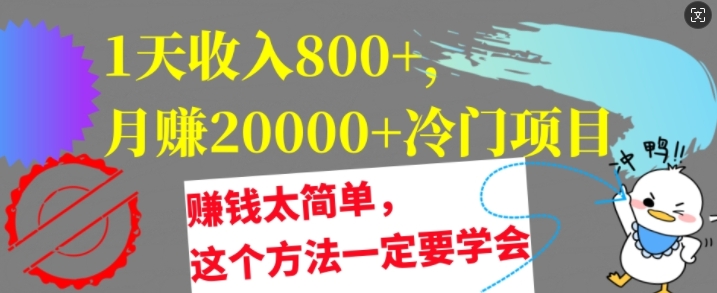 1天收入8张，月赚2w+冷门项目，赚钱太简单，这个方法一定要学会【干货】-副业网