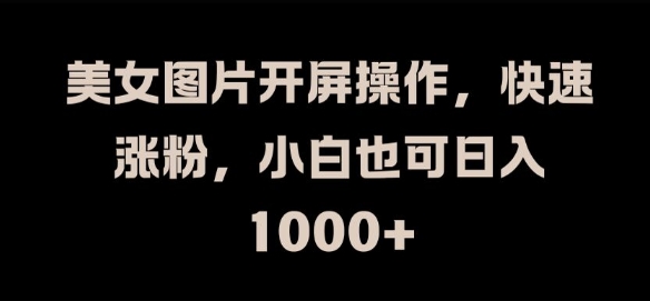 美女图片开屏操作，快速涨粉，小白也可日入1k【揭秘】-副业网