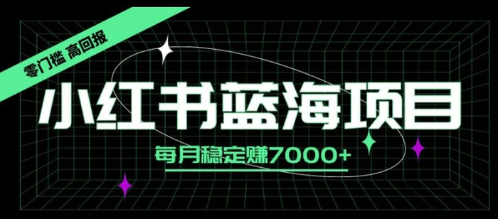 小红书蓝海项目，零门槛、高回报，每月稳定赚7000+-副业网