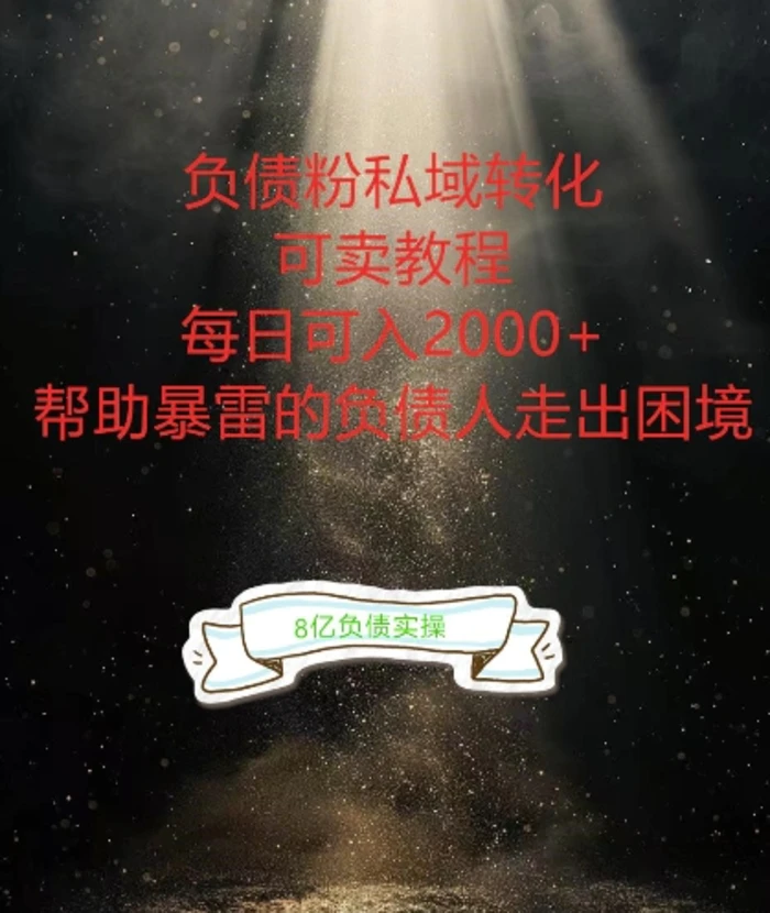 图片[1]-负债粉掘金计划，帮助负债者解决问题，债务规划，债务重组，最好的变现方式-副业网