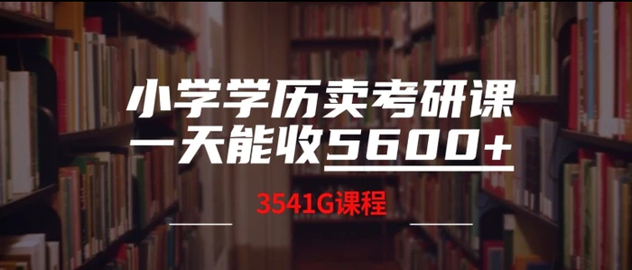 小学学历卖考研课程，一天收5600(附3541G考研合集)-副业网