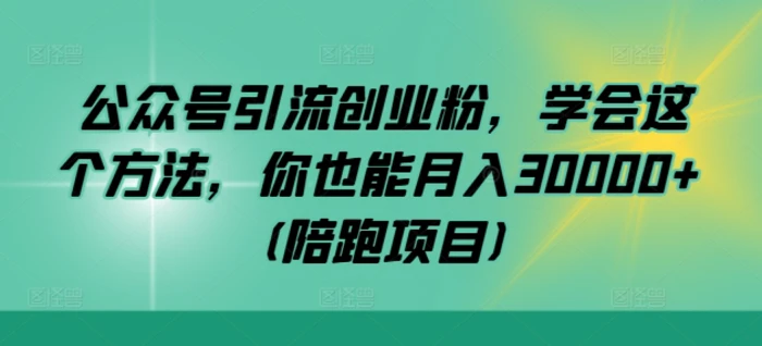 公众号引流创业粉，学会这个方法，你也能月入30000+ (陪跑项目)-副业网