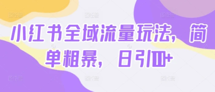 小红书全域流量玩法，简单粗暴，日引100+-副业网