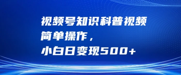 视频号知识科普视频，简单操作，小白日变现500+【揭秘】-副业网