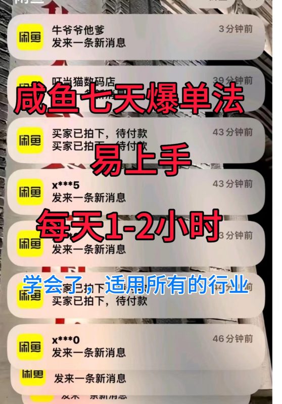 咸鱼七天爆单法,学会了适用所有的行业-副业网