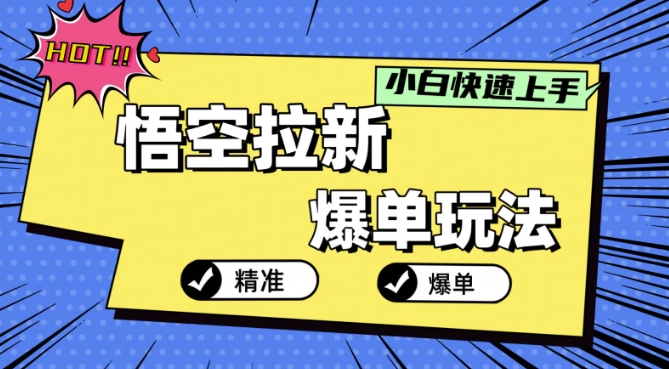 悟空拉新爆单玩法,精准引流,小白分分钟上手-副业网