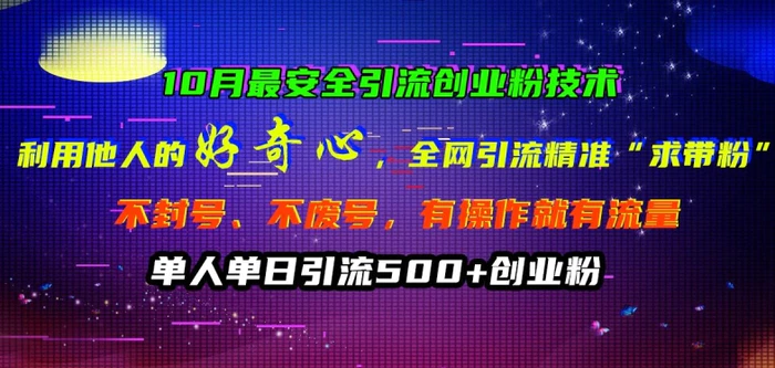 10月最安全引流创业粉技术,利用他人的好奇心全网引流精准“求带粉”不封号、不废号-副业网
