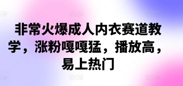 非常火爆成人内衣赛道教学，​涨粉嘎嘎猛，播放高，易上热门-副业网
