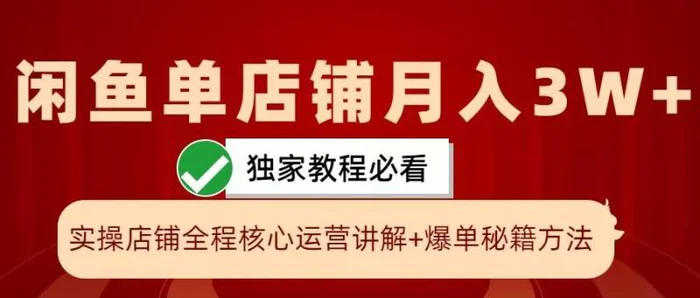 闲鱼单店铺月入3W+实操展示，爆单核心秘籍，一学就会【揭秘】-副业网