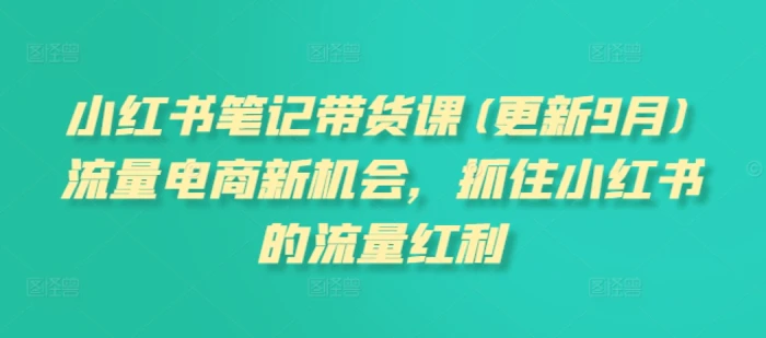 小红书笔记带货课(更新10月)流量电商新机会，抓住小红书的流量红利-副业网
