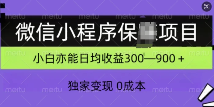 微信小程序保Z项目，独家变现，日均收益几张-副业网