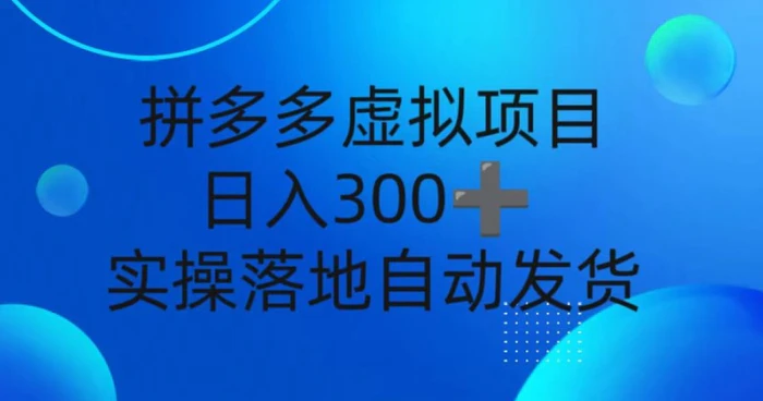 拼多多虚拟项目，新人日入3张，自动发货，实操落地可批量放大-副业网