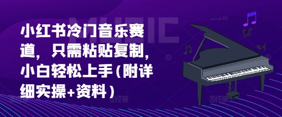 小红书冷门音乐赛道，只需粘贴复制，小白轻松上手(附详细实操+资料)-副业网