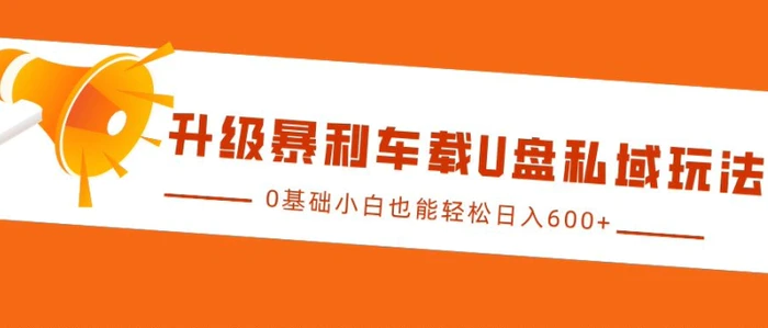 升级暴利车载U盘私域玩法，0基础小白也能轻松日入多张-副业网