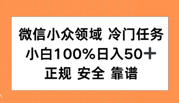 微信小众领域冷门特定任务，小白100%日入50+，正规安全靠谱-副业网