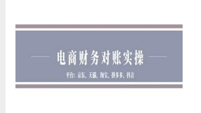 电商财务对账实操-京东天猫淘宝拼多多抖音电商财务对账-副业网