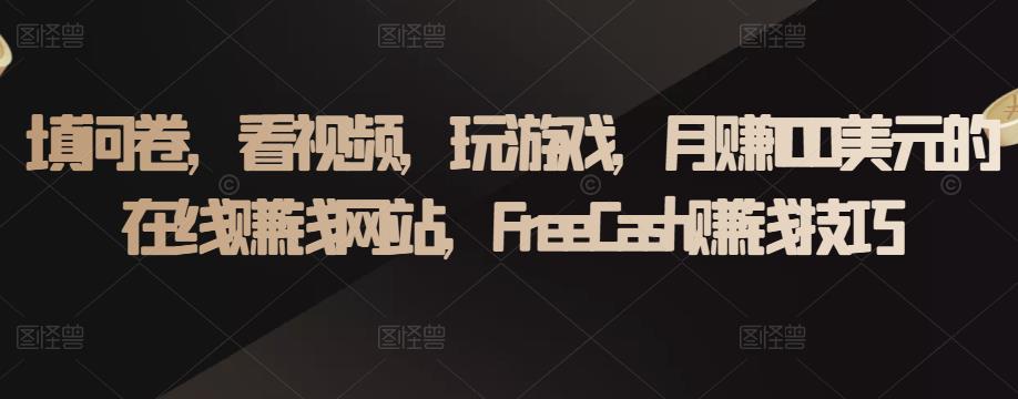 填问卷，看视频，玩游戏，月赚100美元的在线赚钱网站，FreeCash赚钱技巧-副业网