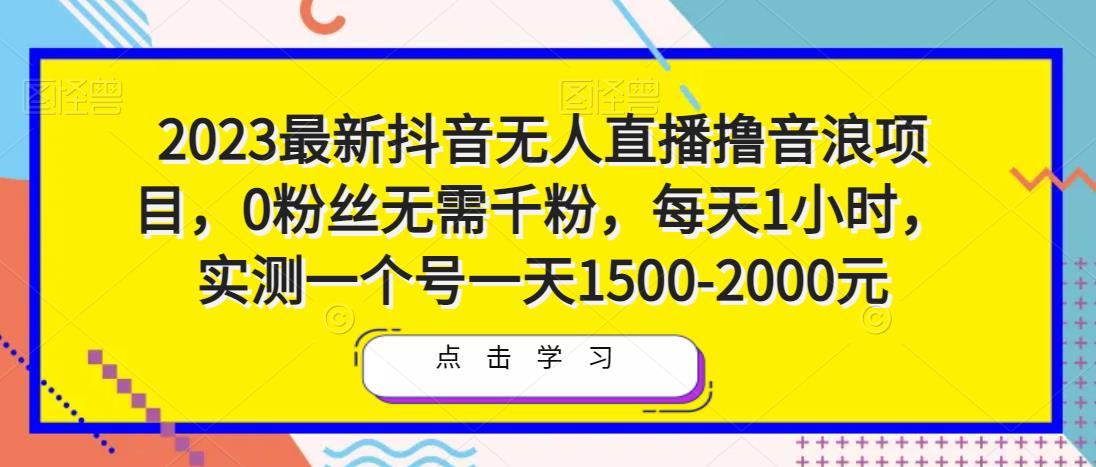 2023最新抖音无人直播撸音浪项目，0粉丝无需千粉，每天1小时，实测一个号一天1500-2000元-副业网