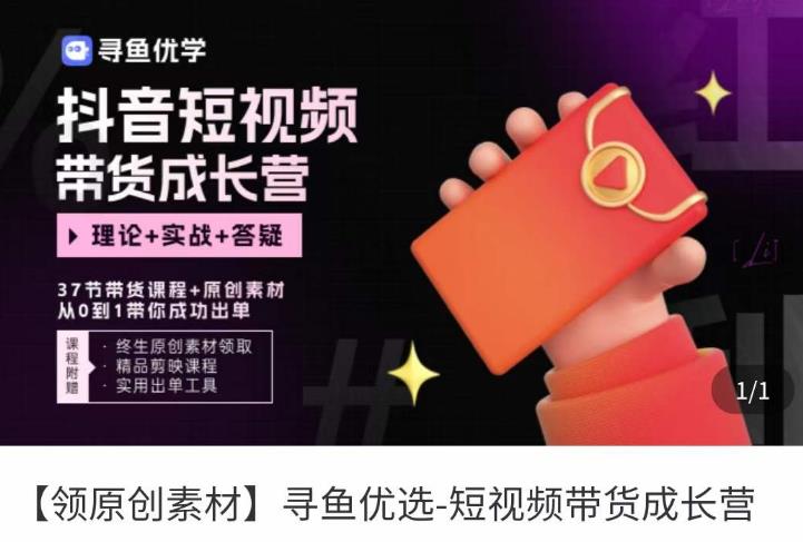 短视频带货成长营，​抖音短视频出单攻略，吃透账号运营的奥秘，轻松带货-副业网