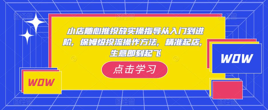 小店随心推投放实操指导从入门到进阶，保姆级投流操作方法，精准起店，生意即刻起飞-副业网