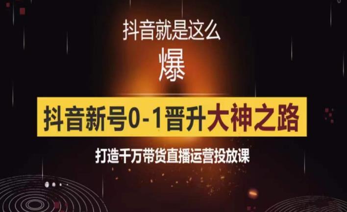 0粉自然流实战起号课,抖音新号0~1晋升大神之路,打造千万带货直播运营投放课-副业网