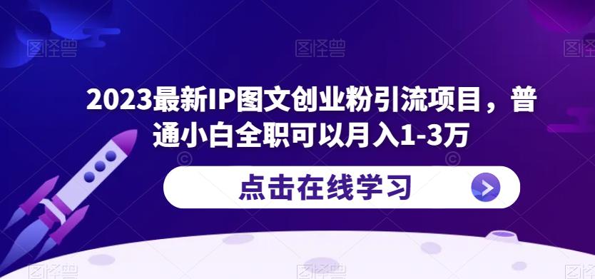 2023最新IP图文创业粉引流项目,普通小白全职可以月入1-3万-副业网