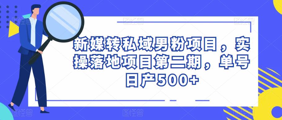 新媒转私域男粉项目,实操落地项目第二期,单号日产500+-副业网
