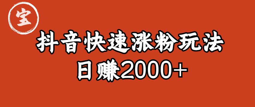 宝哥私藏·抖音快速起号涨粉玩法（4天涨粉1千）（日赚2000+）【揭秘】-副业网