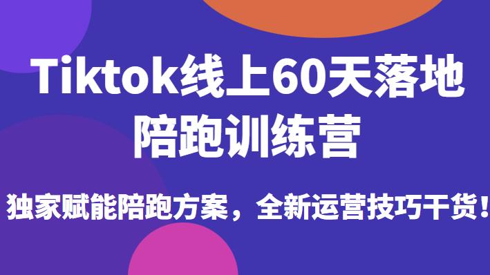 Tiktok线上60天落地陪跑训练营，独家赋能陪跑方案，全新运营技巧干货-副业网
