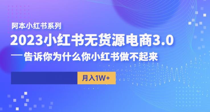 阿本小红书无货源电商3.0，告诉你为什么你小红书做不起来-副业网