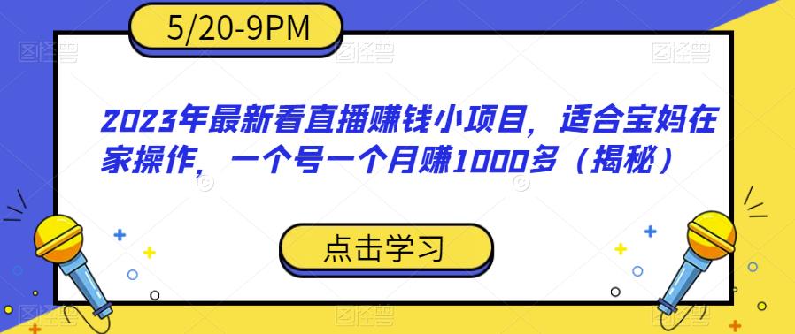 2023年最新看直播赚钱小项目，适合宝妈在家操作，一个号一个月赚1000多（揭秘）-副业网