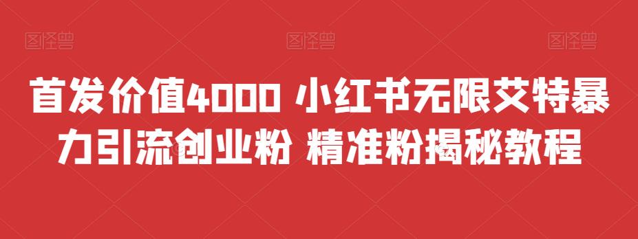 首发价值4000 小红书无限艾特暴力引流创业粉 精准粉揭秘教程-副业网