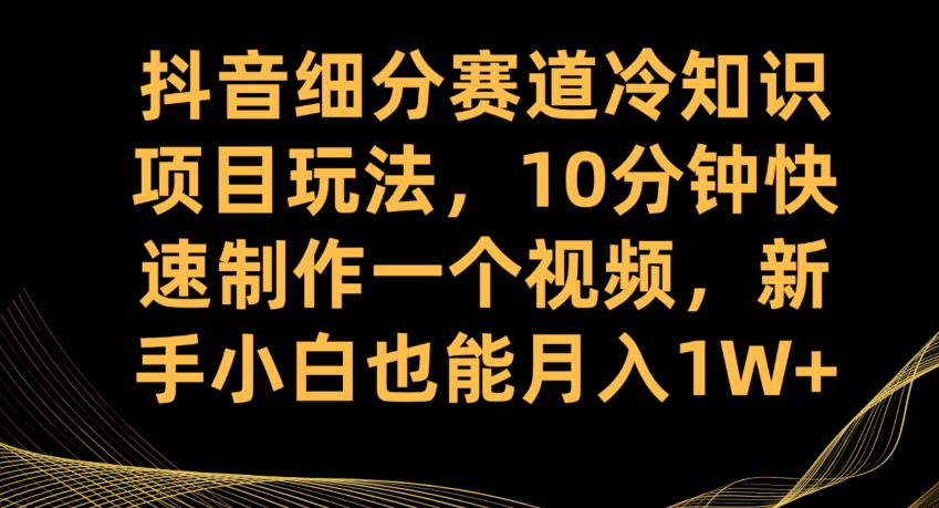 抖音细分赛道冷知识项目玩法，10分钟快速制作一个视频，新手小白也能月入1W+【揭秘】-副业网